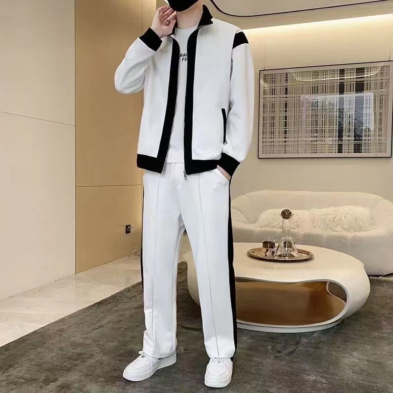 001 Lässiger Sportanzug für Herren, Stehkragenjacke für Frühling und Herbst, modisches Patchwork-Sweatshirt, Sportbekleidung für Jugendliche, Live_voghion.com