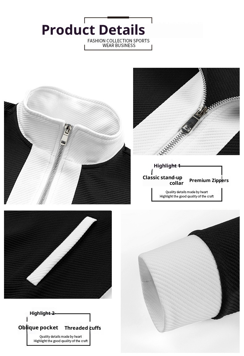 001 Lässiger Sportanzug für Herren, Stehkragenjacke für Frühling und Herbst, modisches Patchwork-Sweatshirt, Sportbekleidung für Jugendliche, Live_voghion.com