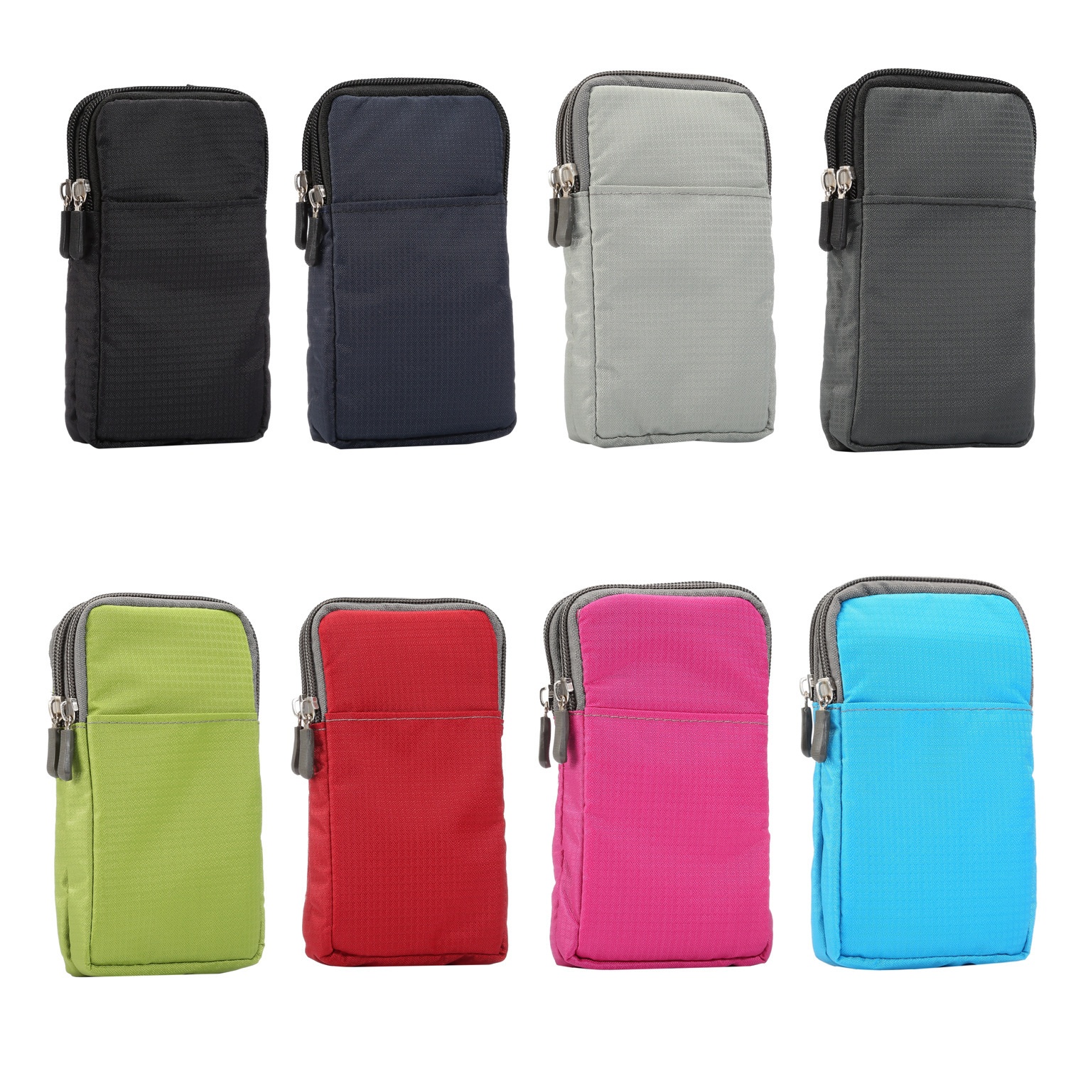 TechGlobe Universal Plaid Canvas Zipper For IPhone 11 Samsung Huawei Phone Waist Hanging Bag Protective Case_voghion.com