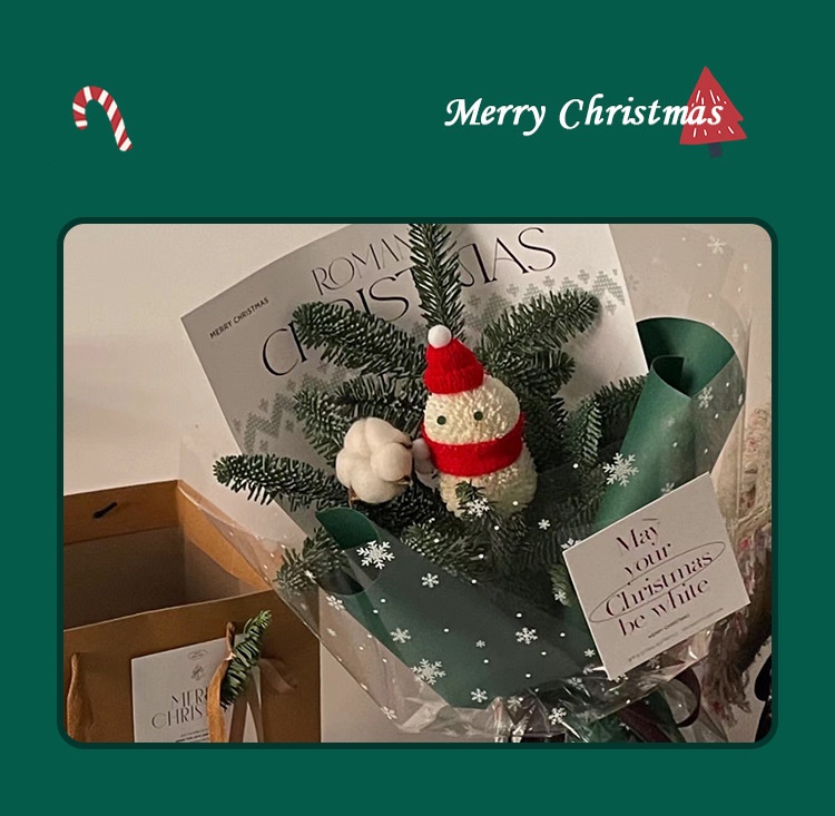 Lillian Tangde Decoration Gift Snowflake Glass Christmas Eve Peace Fruit Bouquet Wrapping Paper_voghion.com