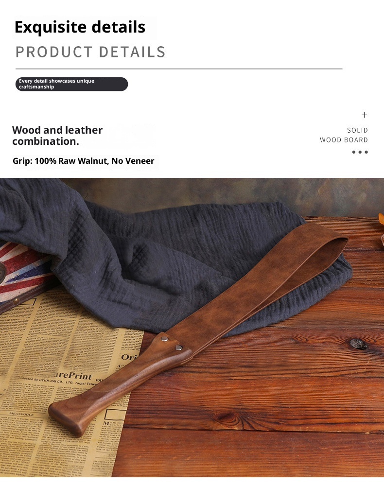LuvBox Sexy Solid Walnut Wood Square Patting Ruler Long Teaching Whip SP Tool Punishment Training Prop SM Set_voghion.com