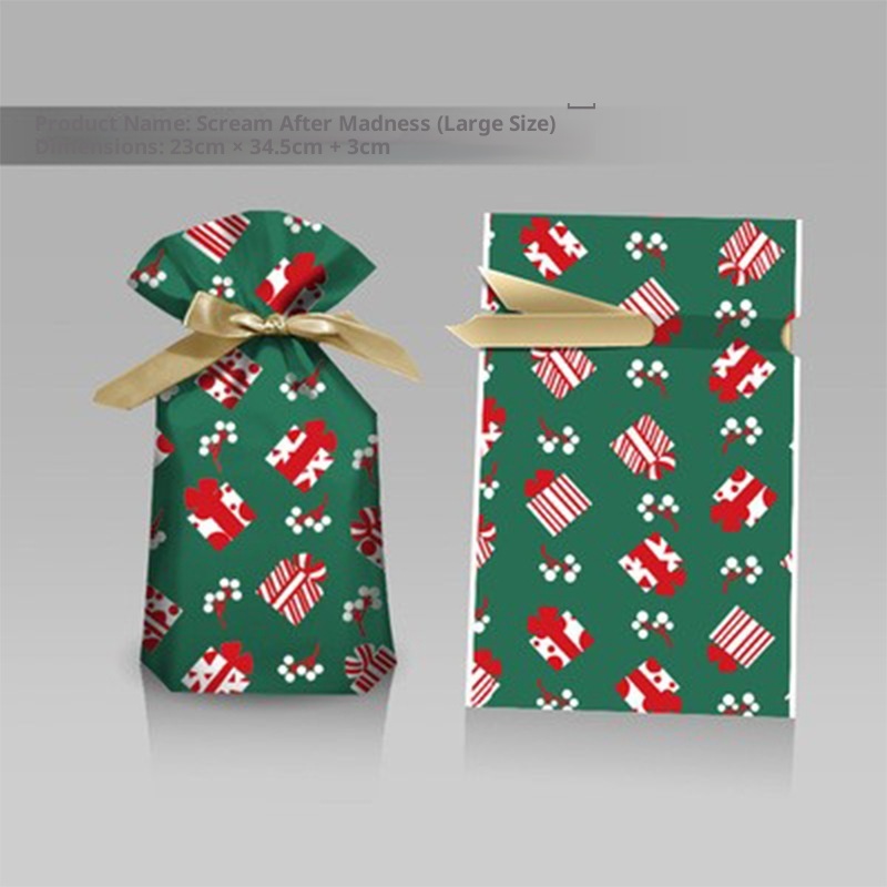 Lillian Cross-Border Large Medium Size Christmas Ribbon Drawstring Candy Small Gift Plastic Packaging Bags_voghion.com