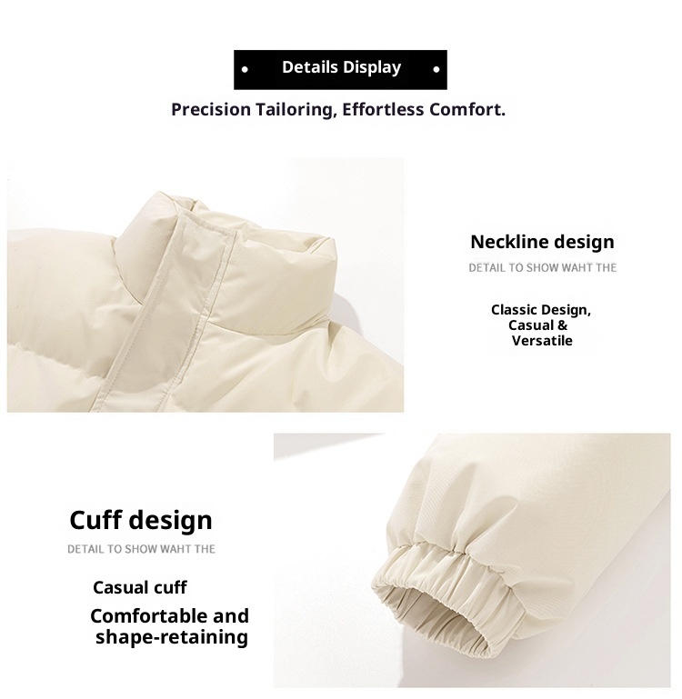 Wintermantel für Damen und Herren mit Stehkragen, Paar-Outfit, dick gefüttert, warm, kurze Daunenjacke aus Baumwolle, Oberbekleidung_voghion.com