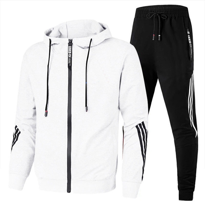 001 New Spring And Autumn Sweatshirt Men, Long Pants, Youth Casual Running Three-Stripe Sports Set, Two-Piece Set For Men_voghion.com