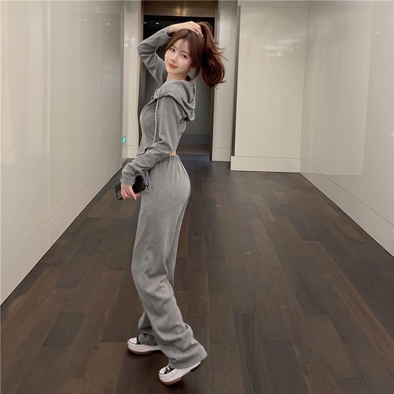 Ensemble tendance 001 pour femme, collection printemps-automne 2024 : pantalon large ample et décontracté, coupe slim, taille haute._voghion.com