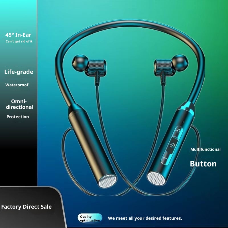 Cuffie auricolari wireless sportive con archetto da collo 3c, auricolari in-ear doppi, da appendere al collo, batteria a lunga durata, standby K21 Bluetooth 5.3_voghion.com