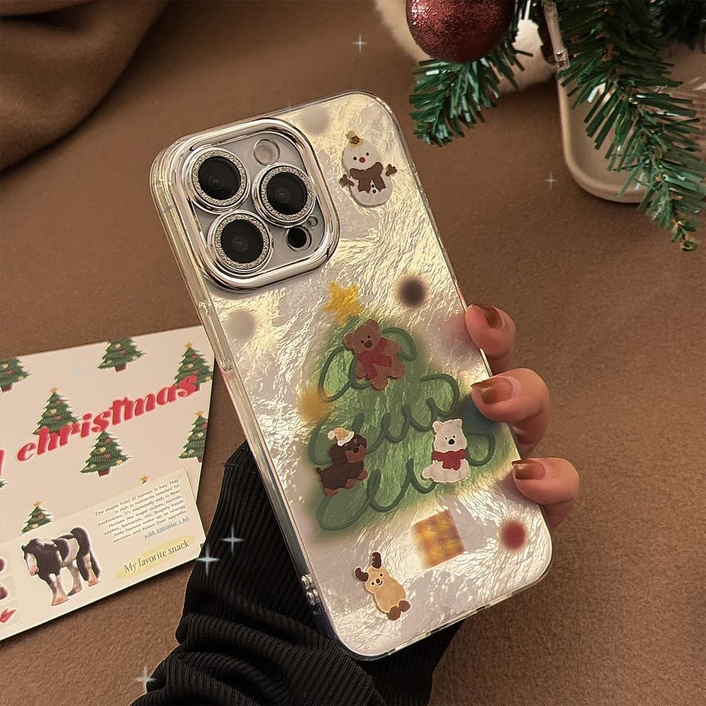 TechGlobe Schutzhülle für iPhone 16, iPhone 15 Pro Max, iPhone 14, iPhone 14 und iPhone 13 (passend für 16, 15 Pro Max und 14 Pro Max) mit Schneemann- und Weihnachtsbaummotiv sowie Herbst-/Wintermotiven._voghion.com