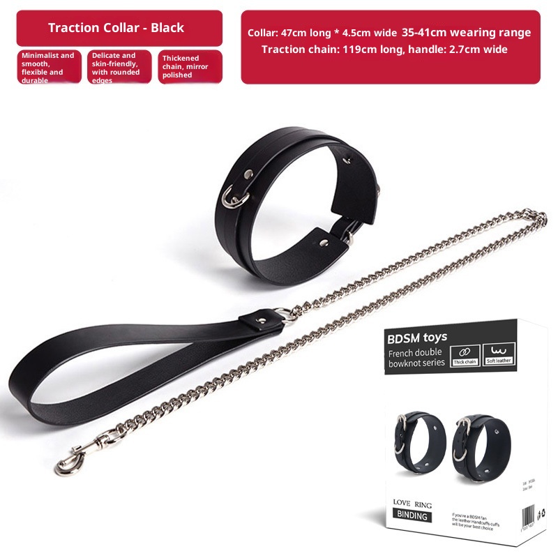 LuvBox LoveRing Love Ring Sexy Collar Leash PU Leather Neck Sleeve Female Slave Flirting Bondage Supplies Adult Toys_voghion.com