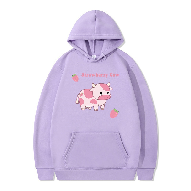 boy 2024 Cross-Border Foreign Trade Autumn Winter New Strawberry Milk Sweatshirt Long Sleeve Hoodie Harajuku Style Unisex_voghion.com