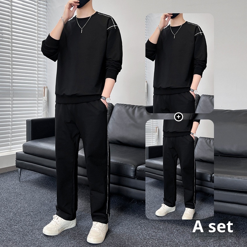 001 Diyu Shenlong Sweatshirt Casual For Men Spring And Autumn Long Pants Round Neck Pullover Tracksuit Two-Piece Set_voghion.com