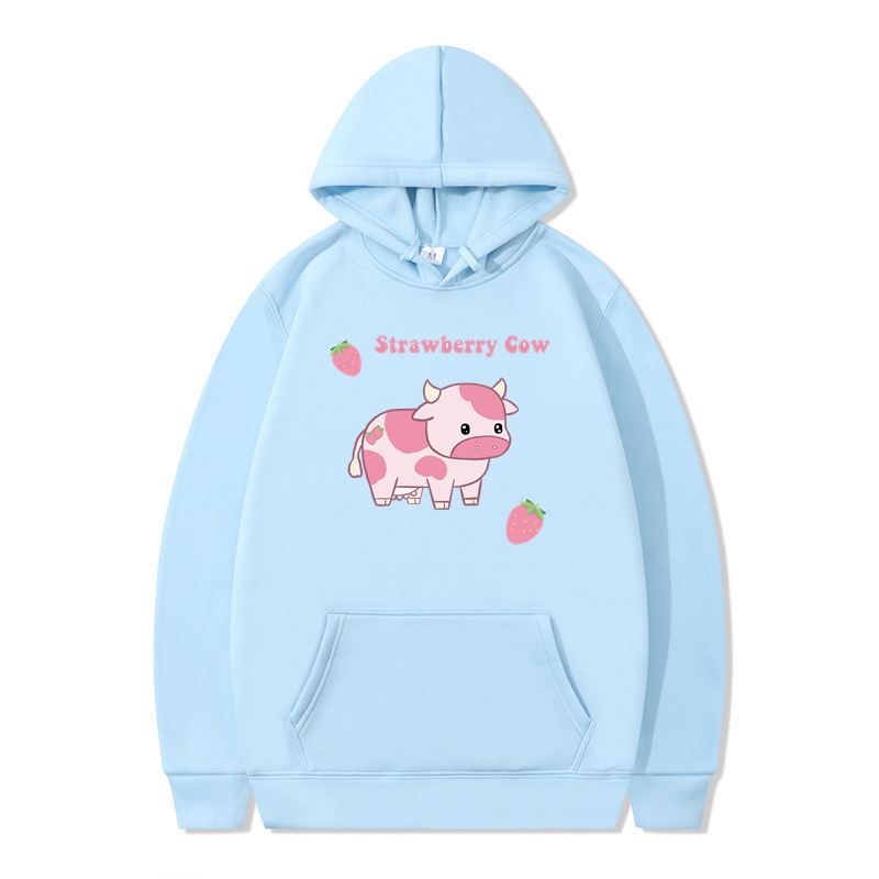 boy 2024 Cross-Border Foreign Trade Autumn Winter New Strawberry Milk Sweatshirt Long Sleeve Hoodie Harajuku Style Unisex_voghion.com