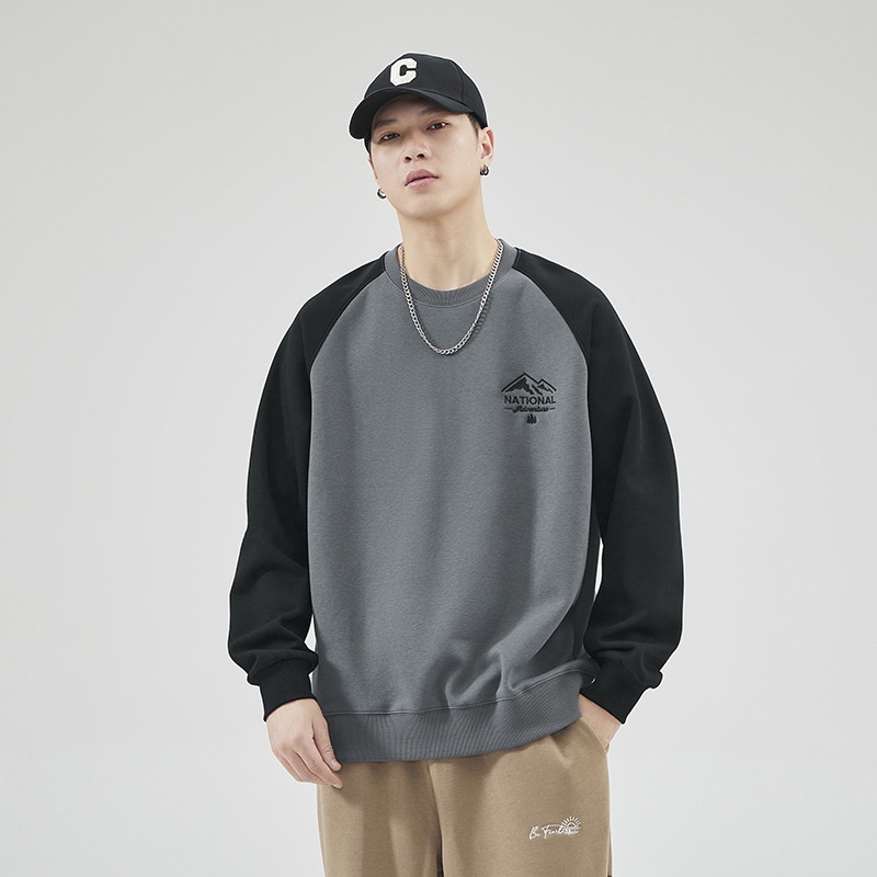 Sweat-shirt à col rond pour homme, manches longues, coupe ample, collection automne 2024, marque de mode masculine polyvalente, style Hong Kong_voghion.com
