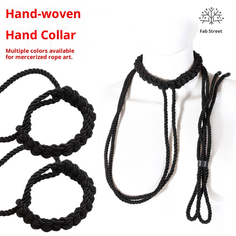 LuvBox Sexy Handcuffs Braided Adjustable Ring Traction Collar Rope Art Finished Binding Hand Adult SM Code Props_voghion.com