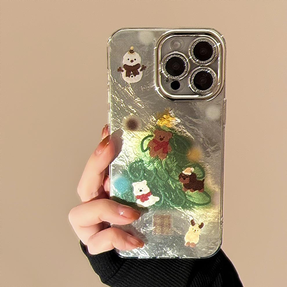 TechGlobe Schutzhülle für iPhone 16, iPhone 15 Pro Max, iPhone 14, iPhone 14 und iPhone 13 (passend für 16, 15 Pro Max und 14 Pro Max) mit Schneemann- und Weihnachtsbaummotiv sowie Herbst-/Wintermotiven._voghion.com