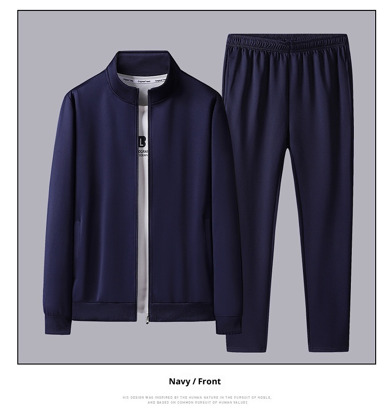 001 Lässige Sportbekleidung für Herren, Frühling/Herbst, Langarm-Set mit Sweatshirt und langer Hose, Laufbekleidung und Fitnessbekleidung_voghion.com