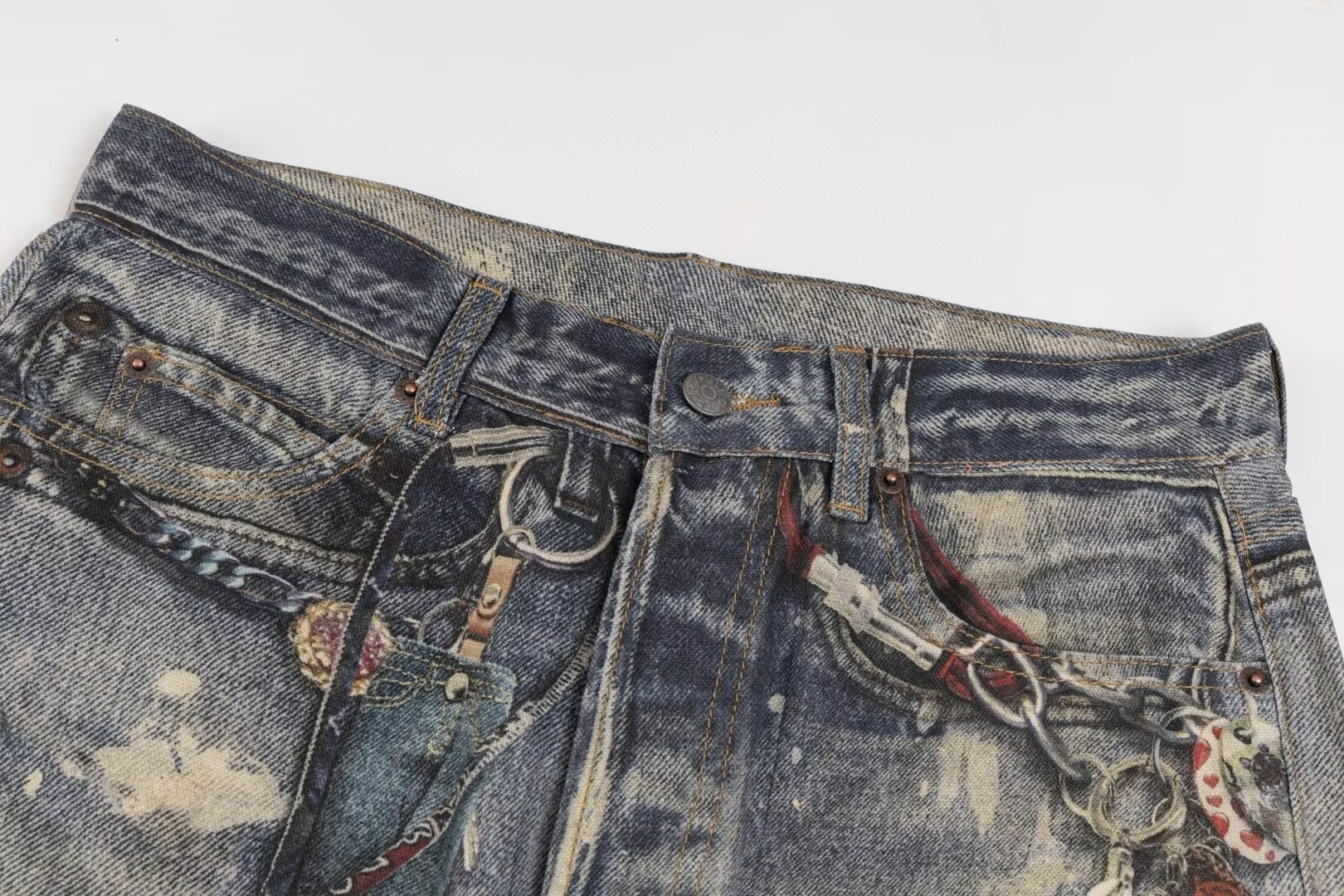 boy Style Wahed Vintage Printed Jean For Men Spring Autumn Straight Looe European And American High Street Vibe Long_voghion.com