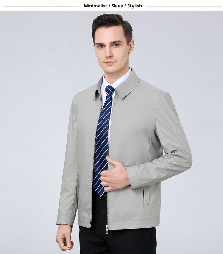 1 Giacca da uomo di mezza età di alta qualità, modello da papà, autunno 2025, nuova giacca casual da lavoro, tinta unita, con cerniera, da uomo_voghion.com
