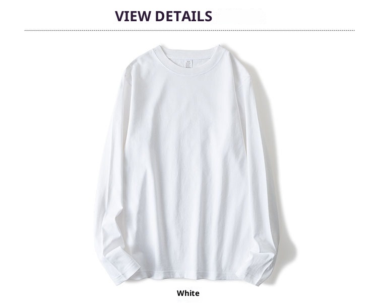boy 270g Long Sleeve T-Shirt For Men, Thick Cotton, Loose Fit, Solid Color, White, Spring And Autumn Sweatshirt, Japanese_voghion.com