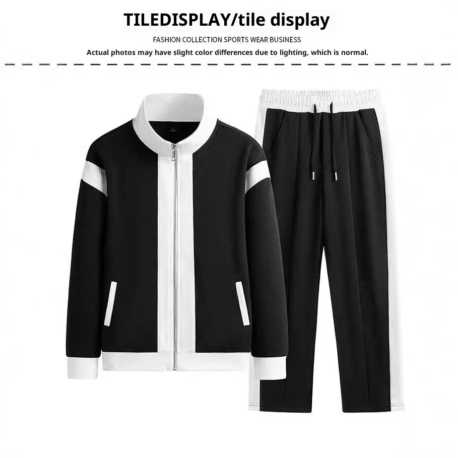 001 Lässiger Sportanzug für Herren, Stehkragenjacke für Frühling und Herbst, modisches Patchwork-Sweatshirt, Sportbekleidung für Jugendliche, Live_voghion.com