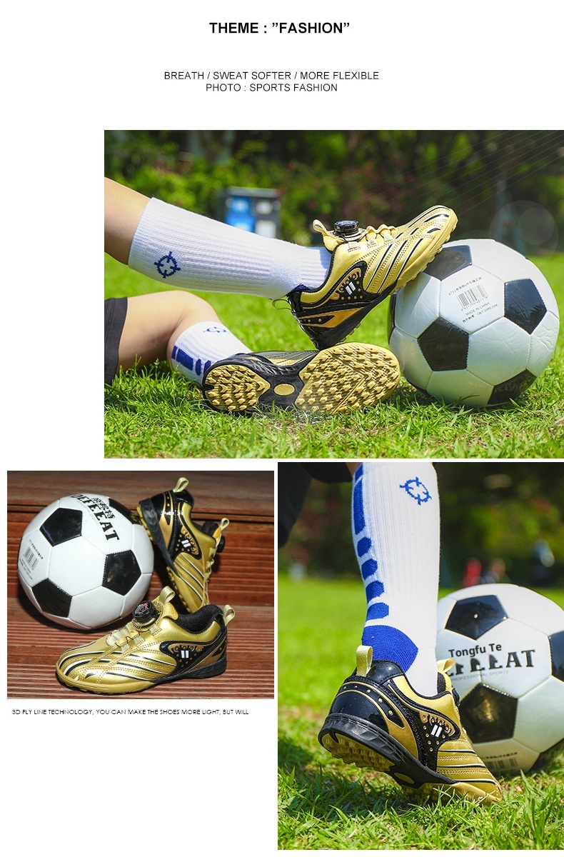 ShoeGlobe Football Shoes For Men, Women, And Children, Low-Top, Competition-Specific, Non-Slip Sports Gold Spikes, Student_voghion.com