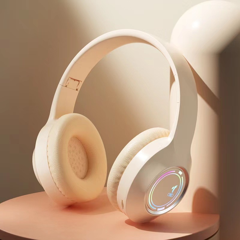 Cuffie Bluetooth wireless cablate 3c, nuovissime e rivisitate, con cuscinetti auricolari a copertura totale, illuminazione colorata RGB, slot per schede di memoria_voghion.com