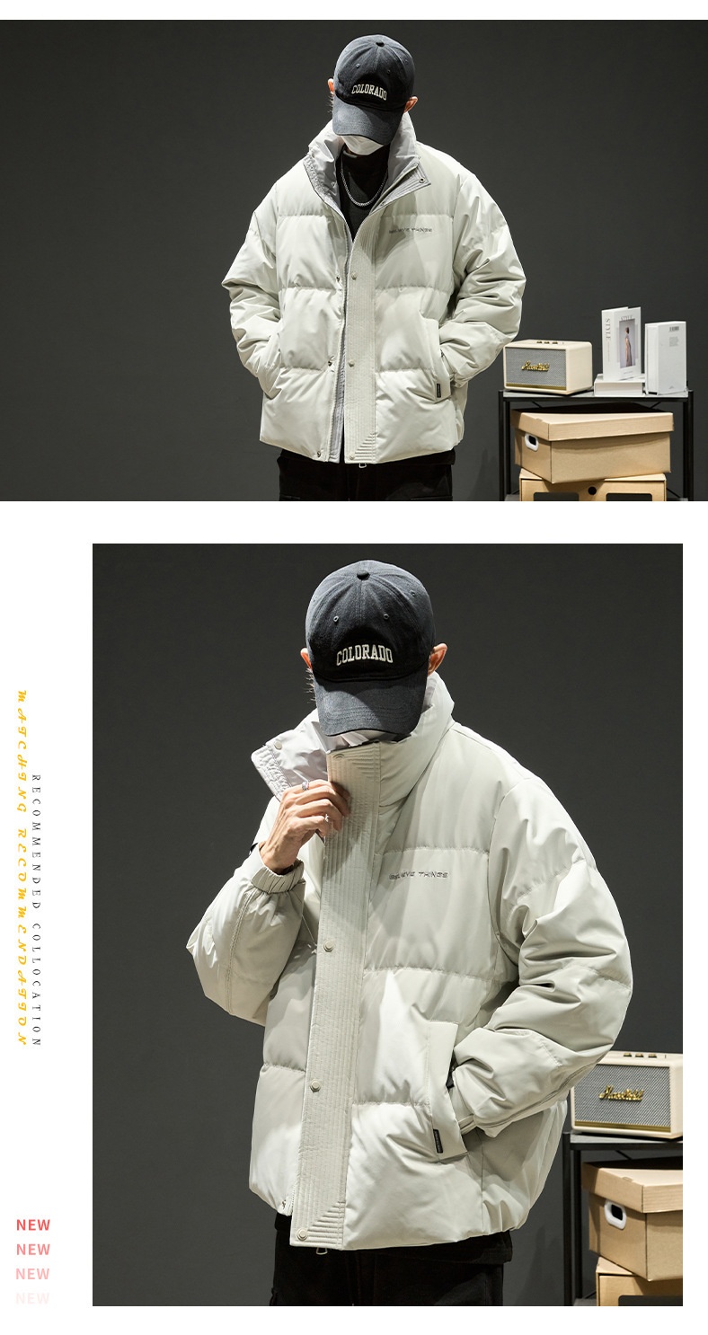 Jungen 2024 Neuer Stehkragen Warmer Dicker Mantel Winter Daunenjacke Herrenmode_voghion.com