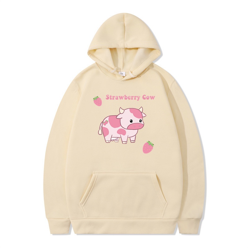 boy 2024 Cross-Border Foreign Trade Autumn Winter New Strawberry Milk Sweatshirt Long Sleeve Hoodie Harajuku Style Unisex_voghion.com