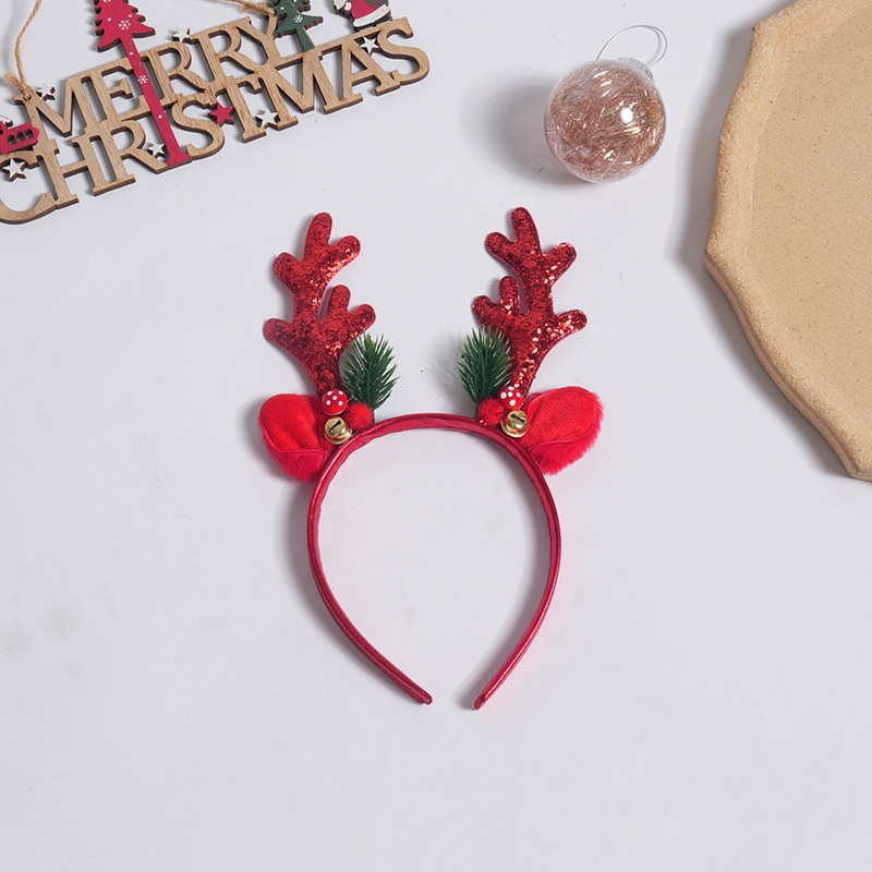 Lillian Cute Reindeer Antlers Five-Star Children's Christmas Headband Accessories Hair Clips Decorations_voghion.com