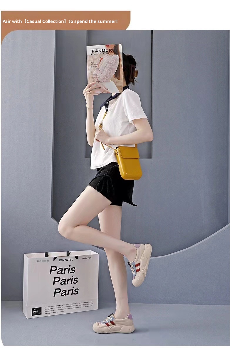 Scarpe da ginnastica bianche traspiranti in stile coreano, stile autunno 2025, per donna, basse, casual, con suola spessa e piattaforma._voghion.com