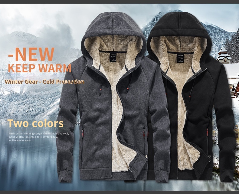 001 Winter New Lamb Wool Zipper Jacket Korean Style Fleece Lined Thickened Warm Men's Plus Size Casual Sports Suit For Men_voghion.com