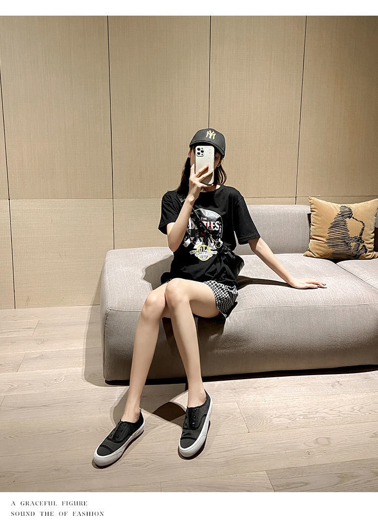 Sneakers bianche in raso di Spanish Niche 2022, nuove scarpe sportive in tela, comode e casual, slip-on per donna_voghion.com