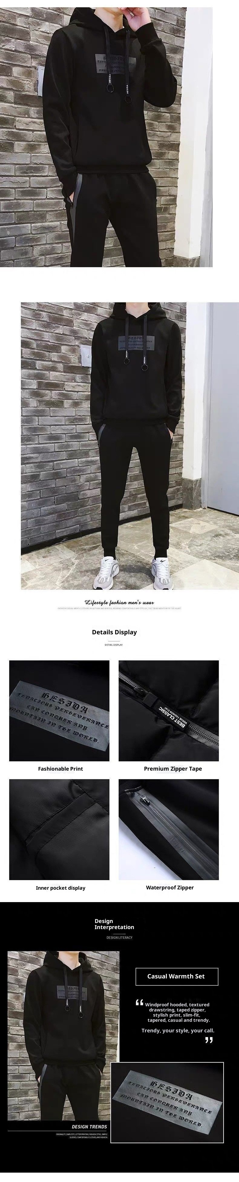 001 2024 Herbst/Winter Stilvolles Hoodie-Sweatshirt Dreiteiler-Set Trendige Fleece-Kleidung Sportanzug Herrenmode_voghion.com