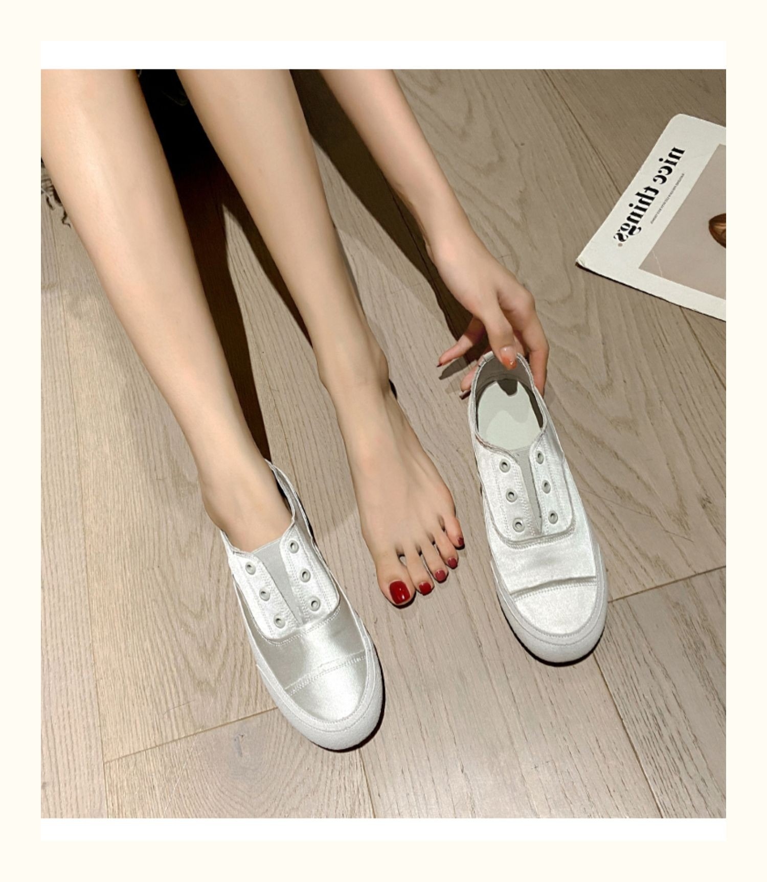 Ciabatte da donna in raso di seta, slip-on, in tela, 2025, nuove scarpe casual bianche con suola morbida spagnola_voghion.com