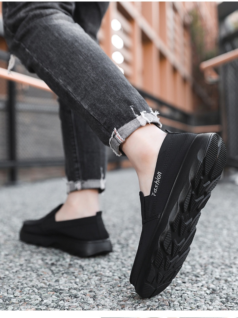 Zees Zees New Versatile Canvas Polyurethane Ultra-light Soft Sole Casual Slip-on Men's Single Shoes_voghion.com