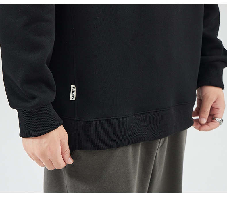 Sweat-shirt garçon Shanggu Clothing à col rond, style japonais, couleur unie, marque tendance pour hommes, broderie simple, jeune_voghion.com