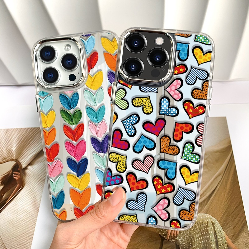 Custodia per telefono compatibile con TechGlobe Ins Heart 15 Mirror Surface 11 14 Pro Makeup 13_voghion.com