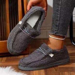 Nuove scarpe basse da donna di grandi dimensioni con riccioli del commercio estero, sneakers pigre con lacci in pile_voghion.com