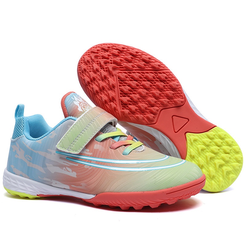 ShoeGlobe Dropshipping Children's Soccer No-Tie Velcro Cleats TF Elementary School Boys And Girls Artificial Grass Training Sports_voghion.com