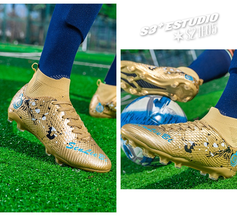 Chaussures de football montantes ShoeGlobe Wow personnalisées, style transfrontalier, en gros, à pointes longues Broken AG pour adultes, enfants et étudiants, style professionnel_voghion.com