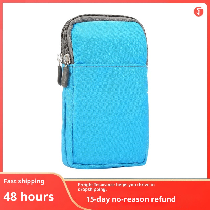 TechGlobe Universal Plaid Canvas Zipper For IPhone 11 Samsung Huawei Phone Waist Hanging Bag Protective Case_voghion.com