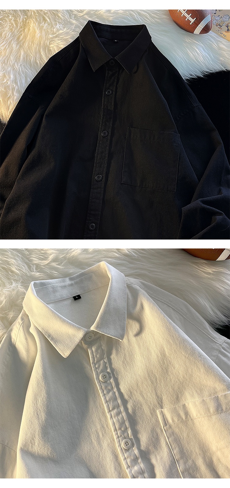 Camicia da uomo in puro cotone a strati casual americano a maniche lunghe, stile giapponese City Boy Base, primavera e autunno ForMen_voghion.com