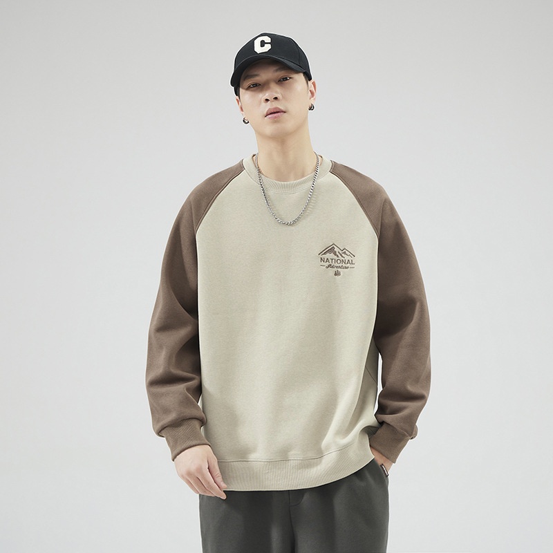 Sweat-shirt à col rond pour homme, manches longues, coupe ample, collection automne 2024, marque de mode masculine polyvalente, style Hong Kong_voghion.com