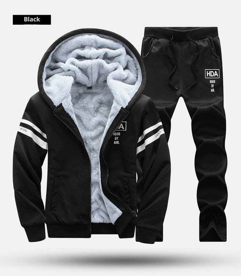 001 M-8XL 2025 Autunno e Inverno Manica Lunga Ispessito Sport Casual Due Pezzi Completo da Uomo_voghion.com