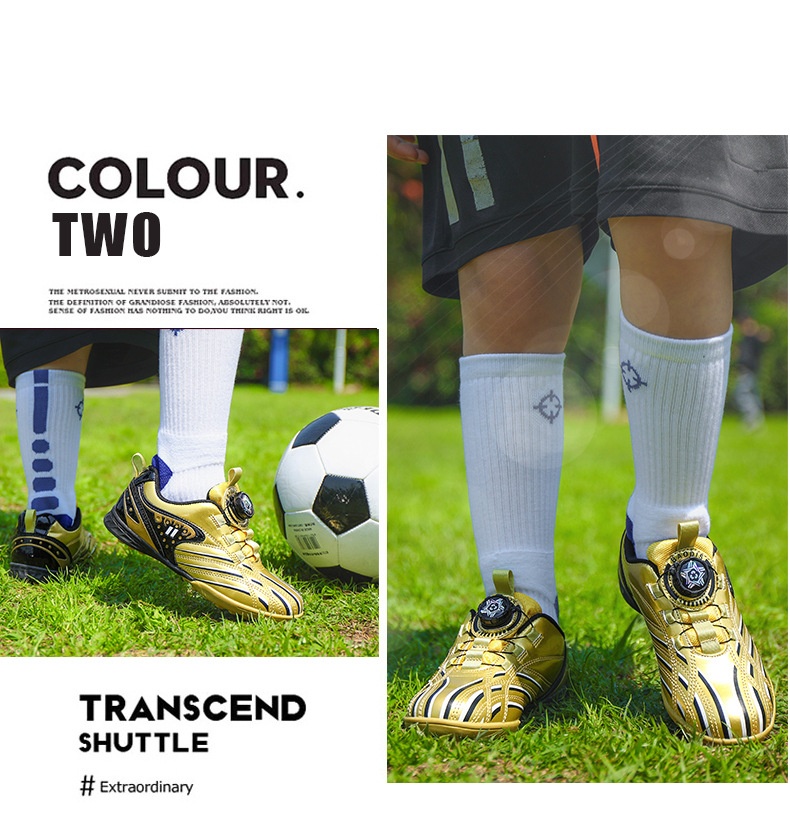 ShoeGlobe Football Shoes For Men, Women, And Children, Low-Top, Competition-Specific, Non-Slip Sports Gold Spikes, Student_voghion.com