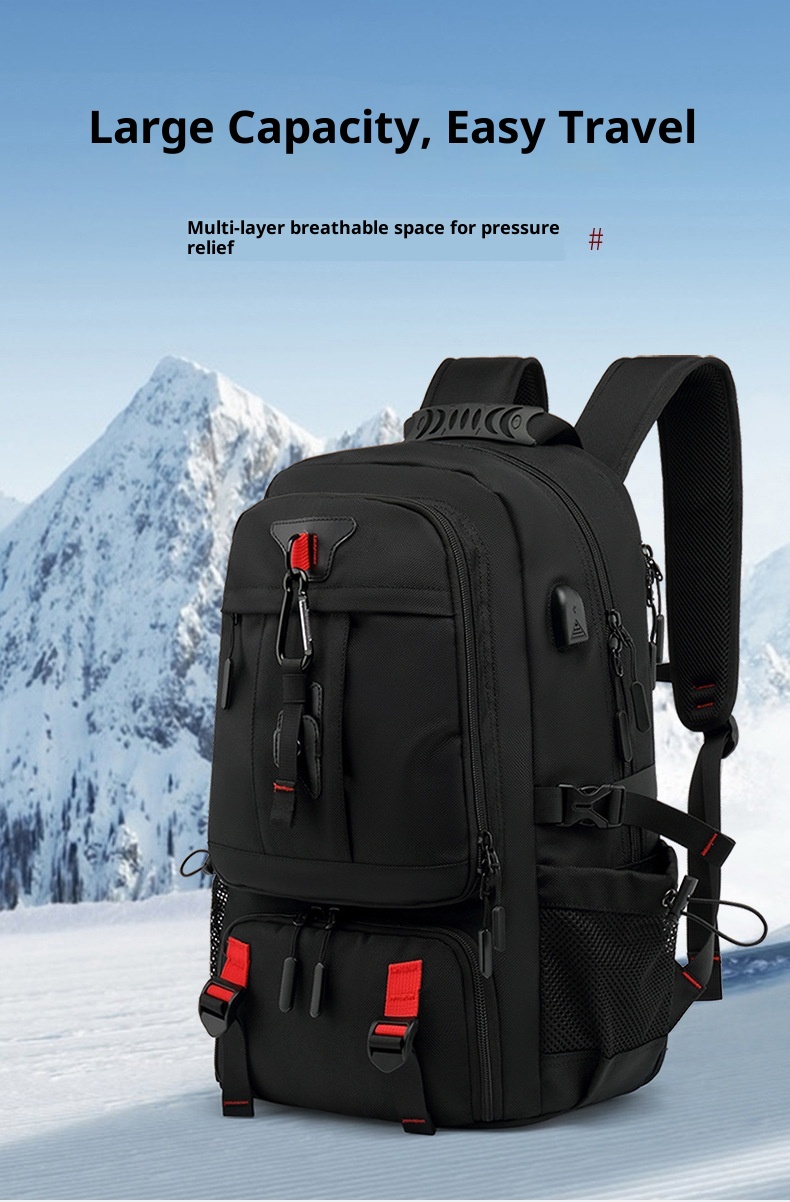 Sac à dos de randonnée ActiveGo, grande capacité, avec port USB, pour femmes et hommes, idéal pour les voyages d'affaires et de loisirs. Respirant._voghion.com