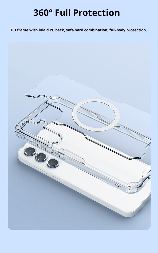 Étui de téléphone TechGlobe Nillkin compatible avec Samsung Galaxy A55 Aibag Transpaent magnétique souple avec protection contre les chocs_voghion.com