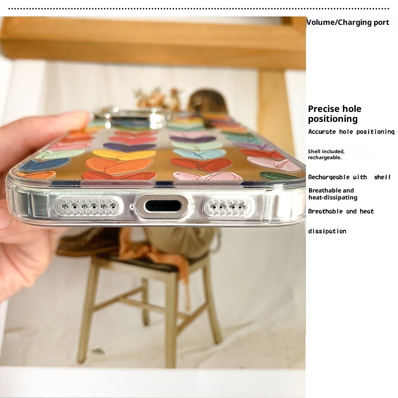 Custodia per telefono compatibile con TechGlobe Ins Heart 15 Mirror Surface 11 14 Pro Makeup 13_voghion.com