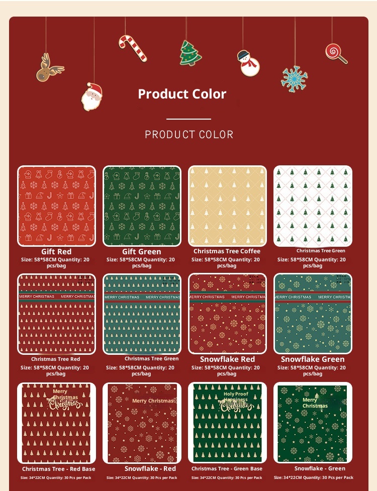 Lillian Tangde Decoration Gift Snowflake Glass Christmas Eve Peace Fruit Bouquet Wrapping Paper_voghion.com