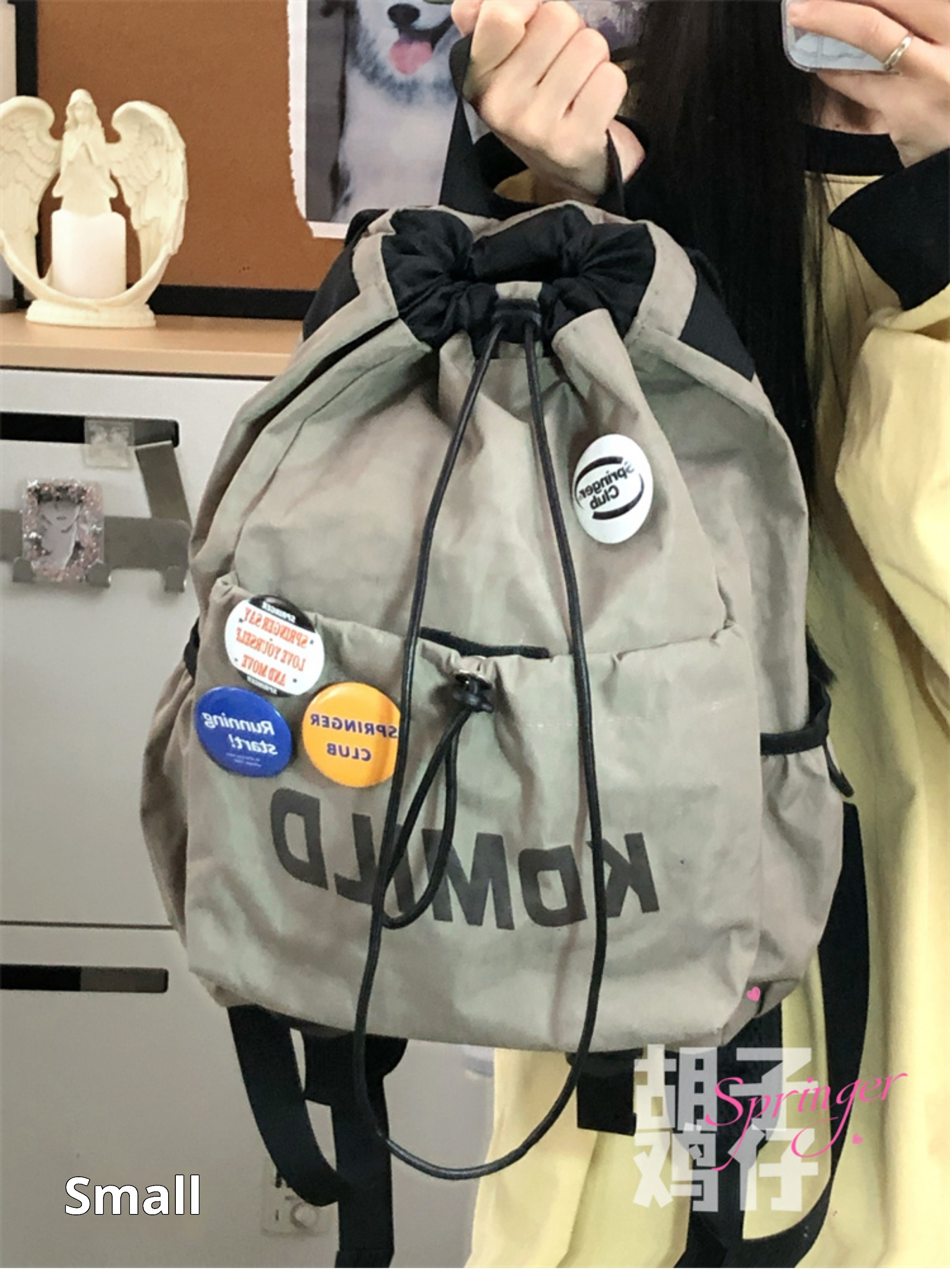 ActiveGo Retro Sports Style Drawstring Men, Lightweight Outdoor Hiking Student School Bag, Large Capacity Backpack For Women_voghion.com