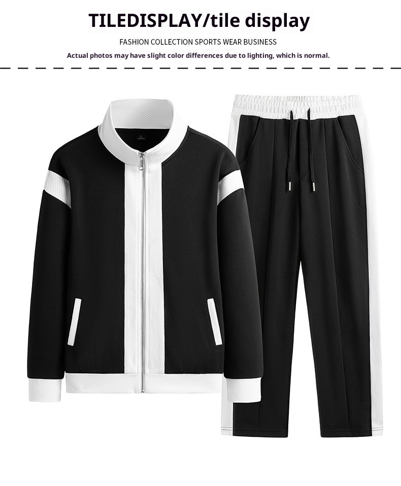 001 Lässiger Sportanzug für Herren, Stehkragenjacke für Frühling und Herbst, modisches Patchwork-Sweatshirt, Sportbekleidung für Jugendliche, Live_voghion.com